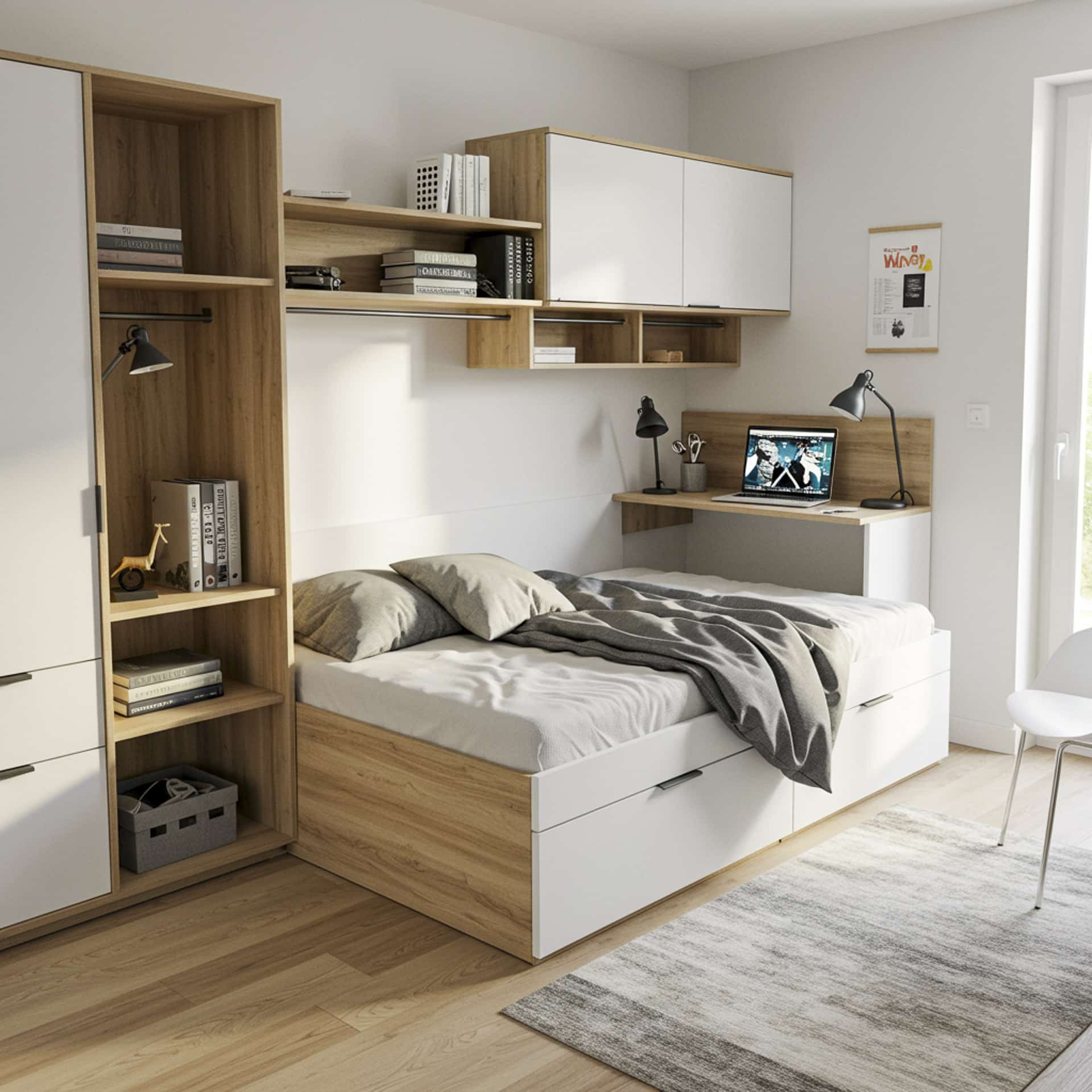 aménagement chambre-meubles compacts et multifonctions